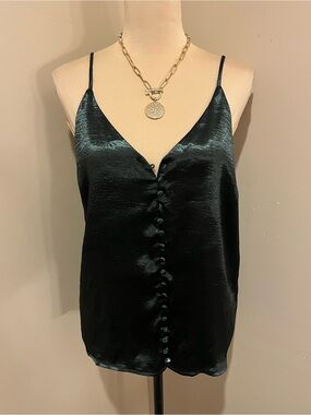 NWT Lost & Wander Satin V-Neck Button-Front Cami Top, size M